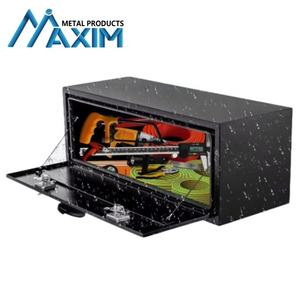 Boîte à outils robuste en acier noir pour le dessous de caisse de camion |   Coffre de rangement étanche avec serrure en T - Product Image 5