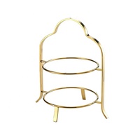 Support à gâteaux à 2 niveaux, moderne, écologique, en fer chromé doré, pour buffet
