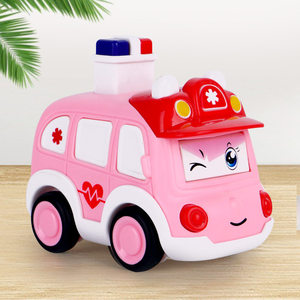 Camion de pompiers de dessin animé à friction, <span class=keywords><strong>jouet</strong></span> pour enfants, véhicule à inertie à pression et à pousser avec expressions variées, <span class=keywords><strong>jouet</strong></span> d'intérieur - Product Image 4