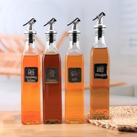 Distributeur de sauce soja comestible 500ml ensemble de cruet de vinaigre bouteille d'huile d'olive de cuisson vide bouteilles en verre pour huile