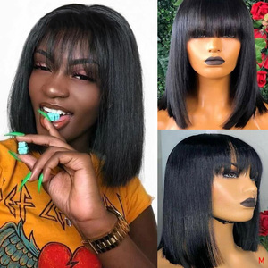 Foxen Brazil Tóc <span class=keywords><strong>Bob</strong></span> Tóc Giả Với <span class=keywords><strong>Bangs</strong></span> Xoăn <span class=keywords><strong>Bob</strong></span> <span class=keywords><strong>Wig</strong></span> Tóc Con Người Ren Phía Trước Glueless 4X4 Đóng Ngắn <span class=keywords><strong>Bob</strong></span> Tóc Giả Cho Phụ Nữ Da Đen - Product Image 6