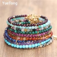 Bracelet Délicat en Acier Inoxydable Plaqué Or 18 carats PVD avec Perles Facettées de 4 mm, Bijou Minimaliste en Cristal de Guérison pour Femmes, Vente en Gros