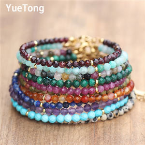 <span class=keywords><strong>Bracciale</strong></span> Sottile da Donna <span class=keywords><strong>in</strong></span> Acciaio Inossidabile PVD Oro 18k con Perline di Pietra Preziosa Sfaccettate da 4mm, Cristallo Terapeutico, Gioielli Minimalisti all'Ingrosso - Product Image 2