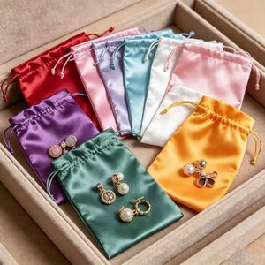 Soft Satin Drawstring Pouch Silk Bag with Logo Printing for Cosmetic <b>Lipstick</b> Jewelry Small Gift Wholesale - Product Image 4