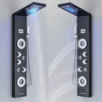 Panneau de douche mural en acier inoxydable avec robinets thermostatiques, jet de massage unique et panneau de douche LED de luxe