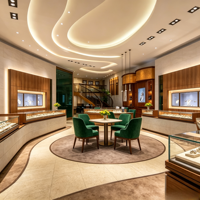Comptoir et vitrine de présentation de bijoux en bois sur mesure avec meubles de bijouterie en verre LED et marbre pour l'aménagement de magasins de détail de bijoux