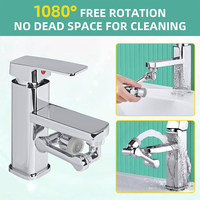 1080 °   Extenseur de robinet universel, bras mécanique pour lavabo, robinet multifonctionnel rotatif en cuivre, pulvérisateur d'eau