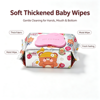 Lingettes pour bébé Jia Enbao, design de dessin animé ours, spéciales pour les fesses, les mains et la bouche, 80 lingettes par paquet, format familial, extra épaisses, non parfumées