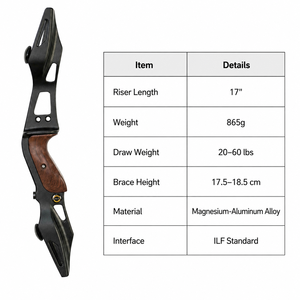 PMZ Archery - Empuñadura de Arco Recurvo de 17 Pulgadas, Sistema <span class=keywords><strong>ILF</strong></span>, Mango de Aleación Metálica, 865 g, Diseño Compacto, Estructura Estable para Entrenamiento al Aire Libre - Product Image 2