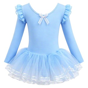 Justaucorps de ballet à manches longues pour filles, robe de danse tutu avec volants et nœuds, tenue d'entraînement pour spectacle sur scène - Product Image 5