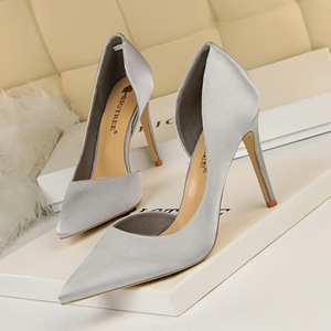 Silk Fashion Wholesale Pointed <b>Pumps</b> Stiletto High Women Royal Blue Heels - Product Image 3