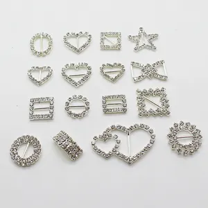 Kerajinan Logam Jahit Kuningan Berlian Kristal Kancing Pernikahan Dekoratif Berlian Imitasi Gesper untuk Pita