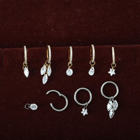 Anneau segmenté articulé en titane ASTM F136 pour piercing de nez, conque, daith, cartilage, boucle d'oreille, avec breloque pendante, piercing corporel Daith