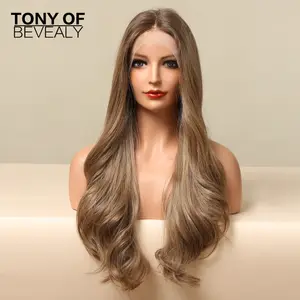 Ombre Wig sintetik coklat tua Wig futura wanita Wig sintetis bergelombang untuk wanita