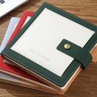 Carnet vintage A5 à couverture rigide en cuir PU, magnétique, 100 feuilles, 15x15cm, avec fil doré, pour bureau et école