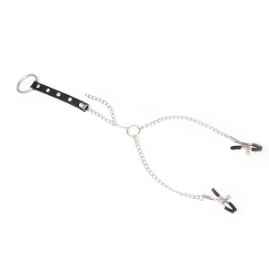 Leather Body Chain With Nipple <b>Clamps</b> And Penis Ring For BDSM Play Adult Use - Product Image 4