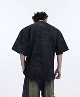 T-shirt Homme Oversize à Épaules Tombantes et Manches Courtes en Coton Lourd 240g avec Imprimé Lettres Strass Argenté Effet Étoilé, Collection 2026 – Personnalisable