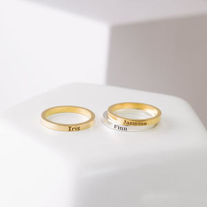 Anello di fidanzamento placcato oro 18 carati in acciaio inossidabile anello di messaggio <span class=keywords><strong>con</strong></span> <span class=keywords><strong>nome</strong></span> <span class=keywords><strong>inciso</strong></span> personalizzato personalizzato per regalo uomo donna - Product Image 4