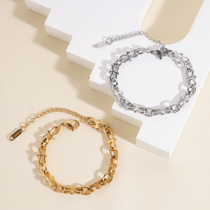 Collana a catena fatta a mano a 8 anelli <span class=keywords><strong>Hip</strong></span> <span class=keywords><strong>Hop</strong></span> bracciale Trend <span class=keywords><strong>Rap</strong></span> Street in acciaio inossidabile da donna con catena semplice - Product Image 4