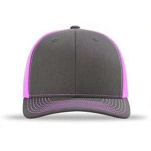 Casquette Snapback à 6 Panneaux en Maille Gris Rose avec Coutures Contrastées Réglable Unisexe Chapeau Décontracté Printemps Été Adulte - Product Image 1
