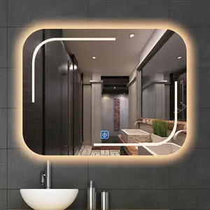 กระจกขยายไฟ LED ติดผนังโต๊ะเครื่องแป้งในห้องน้ำติดผนัง