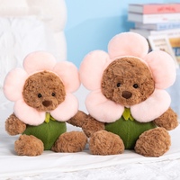Peluche Ours en Peluche Mignon avec Fleur, Doux et Moelleux, avec Capuche Fleurie, pour Cadeaux Enfants et Décoration Maison