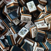 Tuiles de Mahjong en Acrylique de Singapour, Style Cristal Haut de Gamme Poli à la Main, Ensemble de Mahjong Portable de Voyage, Jeu de Mahjong Personnalisé Gravé