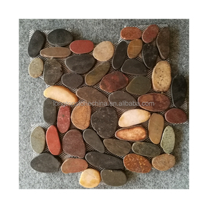 Slice Rain Flower Pebble Mosaic Tile Natural Stone Mosaic For Bar Table Red Stone