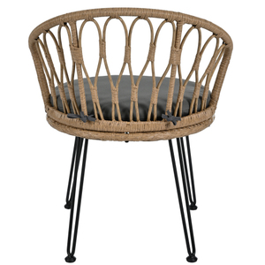 Oehome Outdoor Leisure Set 2 Rattan Single <b>Chairs</b> with Glass Round <b>Table</b> <b>Foldable</b> & Portable Eco-Friendly 5-Year Warranty - Product Image 5