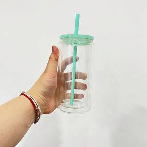 Lot de 25 verres à bière en forme de globe à neige à double paroi de 12 oz, vierges pour sublimation, pré-perforés, avec couvercle en plastique et paille - Product Image 3