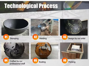 Brasero de Jardín para Exterior, Redondo, de Acero Corten, con Forma de Bola de Fuego, para Leña, Estilo Rústico, Ecológico - Product Image 3