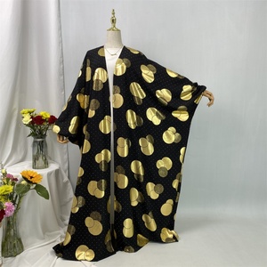 Abaya noire de luxe avec imprimé doré et strass, vêtements musulmans islamiques pour femmes, robe kaftan Dubaï, 1444+1442 # - Product Image 4
