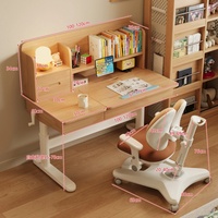 Bureau d'étude ergonomique pour enfants, bois de caoutchouc, design moderne, levage manuel, verrouillage multifonction, bébés et enfants