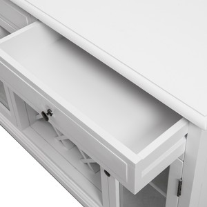 Mobile Bar <span class=keywords><strong>e</strong></span> Vetrina Classica in <span class=keywords><strong>Legno</strong></span> Massello Stile Provinciale Francese per Soggiorno, Colore <span class=keywords><strong>Bianco</strong></span> - Product Image 6