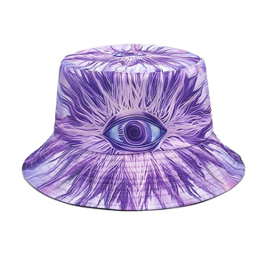 Chapeau Bob Rétro Hip-Hop Imprimé Yeux Psychedéliques Bohème Hippie <span class=keywords><strong>Graffiti</strong></span> 3D Unisexe Casquette de Soleil Rave pour Festival, Plage et Streetwear - Product Image 5