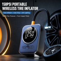 Pompe à air pour voiture, gonfleur de pneus numérique sans fil intelligent portable avec affichage numérique, charge USB, lumière d'avertissement d'urgence, 150 PSI, 12 V