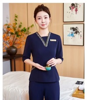 Uniforme de technicien de beauté à col en V vêtements de travail extensibles à la mode pour Salon de Spa vêtements de santé courts pour Massage des pieds à l'hôpital