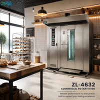 Four rotatif industriel haute puissance en acier inoxydable, machine de cuisson pour boulangerie, pâtisserie, pain et gâteaux de lune