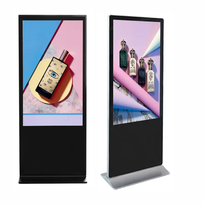 Wifi/4G 55 Inch touch screen kiosk digital signage Advertising Display Player Black Silver Pixel Android White Airport Customize