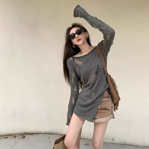 Suéter de Punto con Cuello Redondo Estilo Coreano para Mujer, Primavera y Otoño, Cintura Ajustada con Cola de Pescado, Suéteres, Tops - Product Image 5