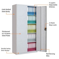 Mueble de Oficina Moderno de Fábrica, Armario Metálico de Acero con Doble Puerta Blanca, Estantes Ajustables y Cerradura, para Exteriores