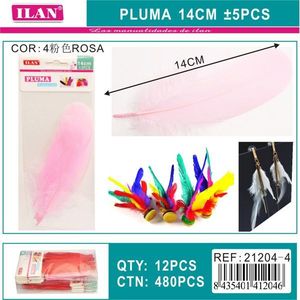 Ilan Pluma 14Cm Rosa 5Pz Per Artigianato e Creazione di Gioielli - Product Image 3