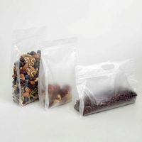 Sachets Doypack en gros avec poignée, qualité alimentaire, transparent givré, refermables à fermeture éclair, fond plat, pour emballage alimentaire et snacks, 50 pièces, OEM