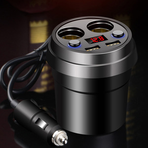 Répartiteur d'allume-cigare de voiture 3.1A, double port USB, affichage numérique, chargeur de voiture 12V, noir - Product Image 1