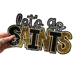 Sports Football Club Team Broderie Fer Sur La Nouvelle-Orléans Saints Brodé Football Team Saints Sequin Patch - Product Image 1