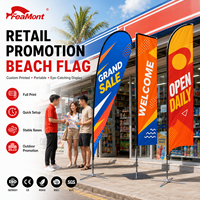 Drapeau publicitaire FEAMONT 3,4 m en forme de larme, bannière volante extérieure, drapeau plume personnalisé imprimé pour l'affichage en devanture de boutique, salon ou magasin