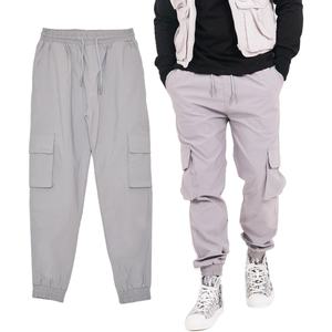 Pantalones Cargo para Hombre, 100% Poliéster, Color Gris, Cintura Elástica, Pantalones Deportivos, Joggers, Pantalones de Chándal con Bolsillos - Product Image 1