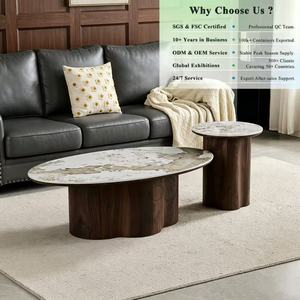 Mesa de Centro de Cerámica OKAY, Estilo Nórdico Marrón, la Mejor Opción, Moderna y Minimalista, Juego de Mesas de Centro de MDF para Sala de Estar - Product Image 6