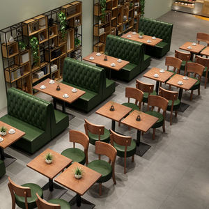 Set di sedie da tavolo da Bar e caffè retrò occidentale divano Casual da parete per tè e Dessert-in legno per ristoranti da tè - Product Image 5