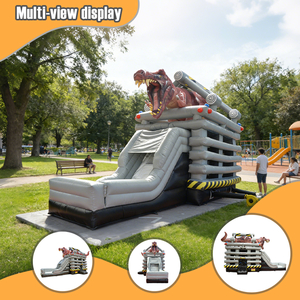 Château gonflable sur le thème des dinosaures de nouvelle conception commerciale avec toboggan pour les fêtes en plein air et les maisons de rebond pour enfants - Product Image 3